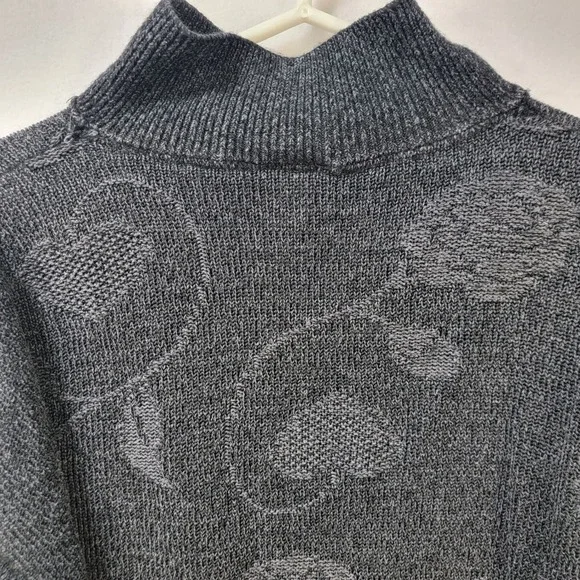 Vintage Huntington Ridge Floral Rose Knit Sweater Button Neck Pearl Detail Gray - Picture 7 of 16